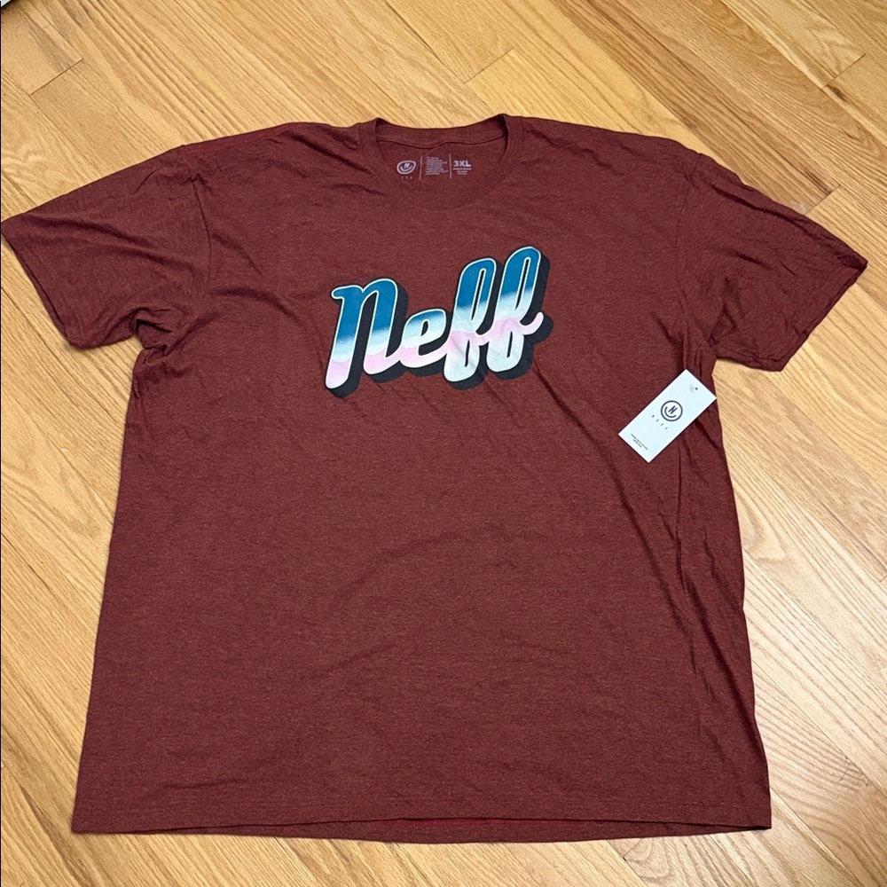 Neff Men's Burgundy Tee with Gradient Logo